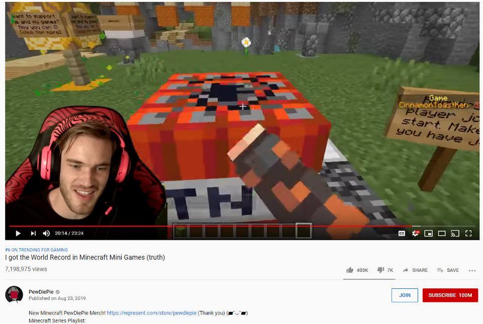 PewDiePie fait un «Let's Play» du jeu Minecraft